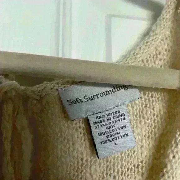 Soft Surroundings Knit Tunic Sweater Womens Size L, Cream NWT Short Sleeve - Picture 2 of 6